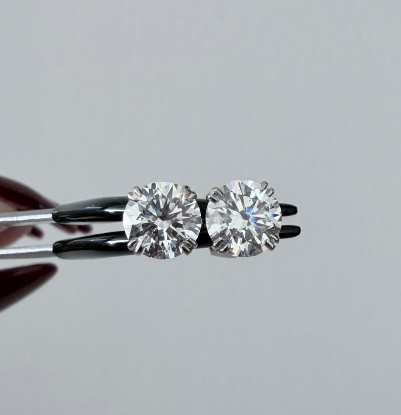 The Signature Round Solitaire Studs — 2.40ct